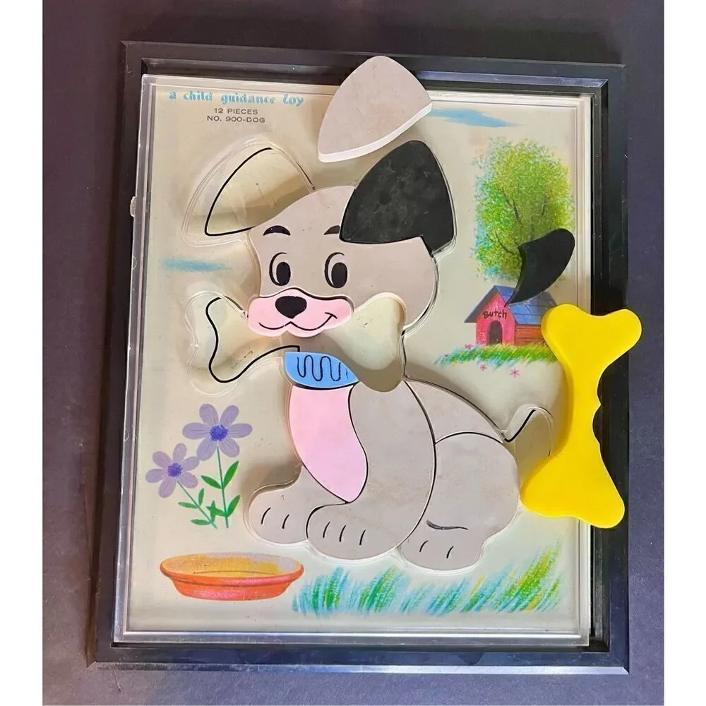 Vintage 1960’s Dog No. 900 A Child Guidance Toy Magnetic Jigsaw Puzzle 12 Pieces
